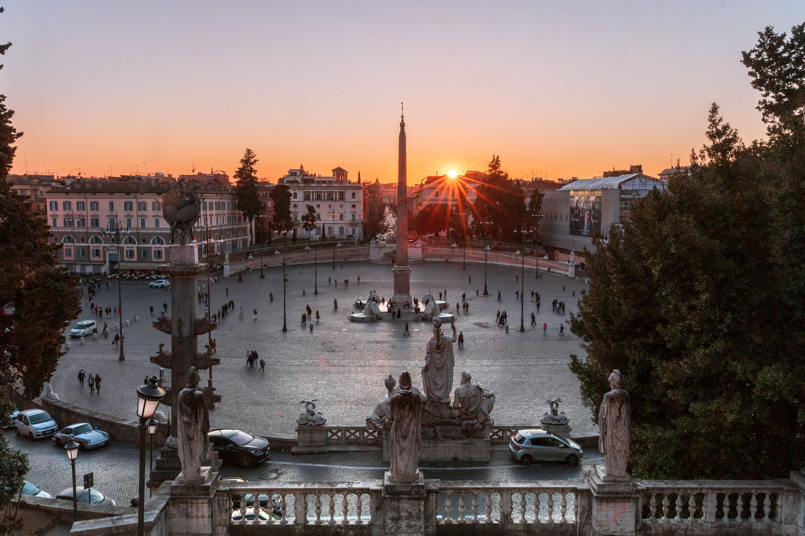 view of Piazza del popolo from terrazza del Pincio
