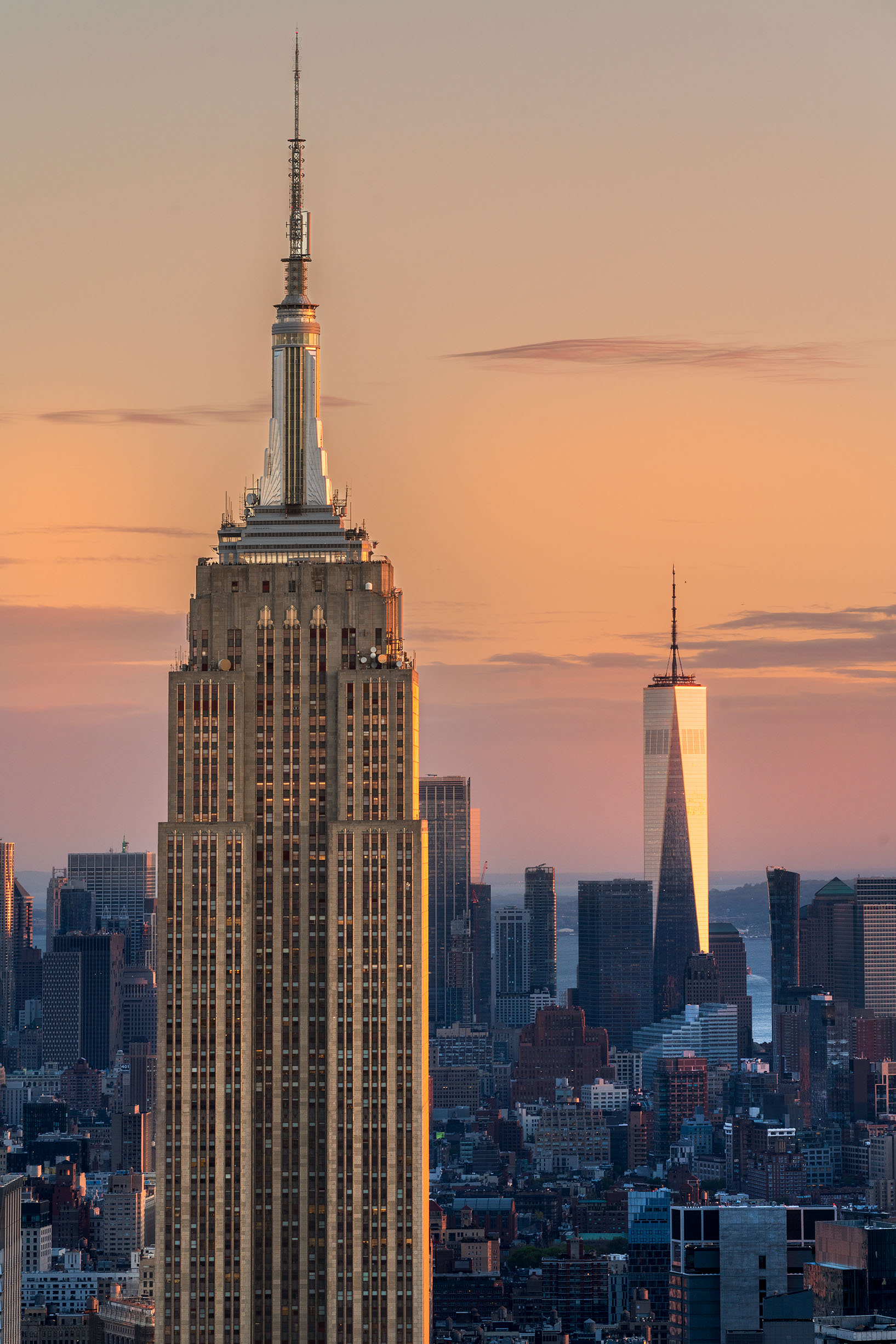 skyscraper New York at sunset