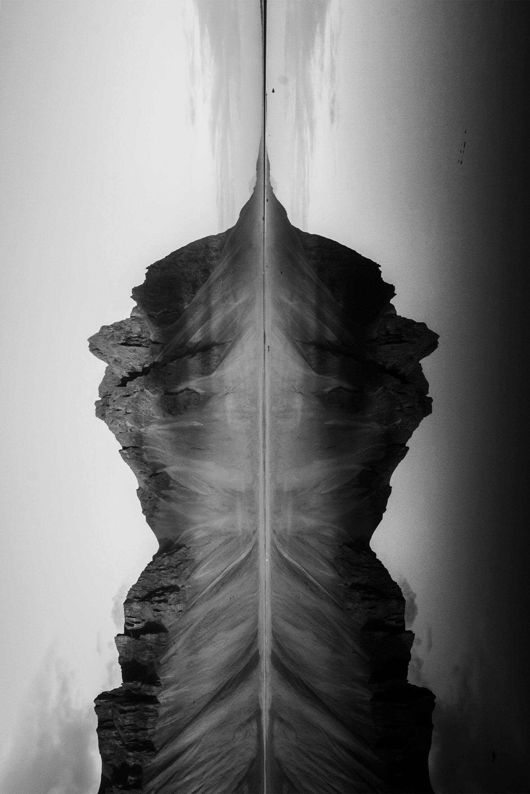 symmetric Stokksnes in Iceland in black and white