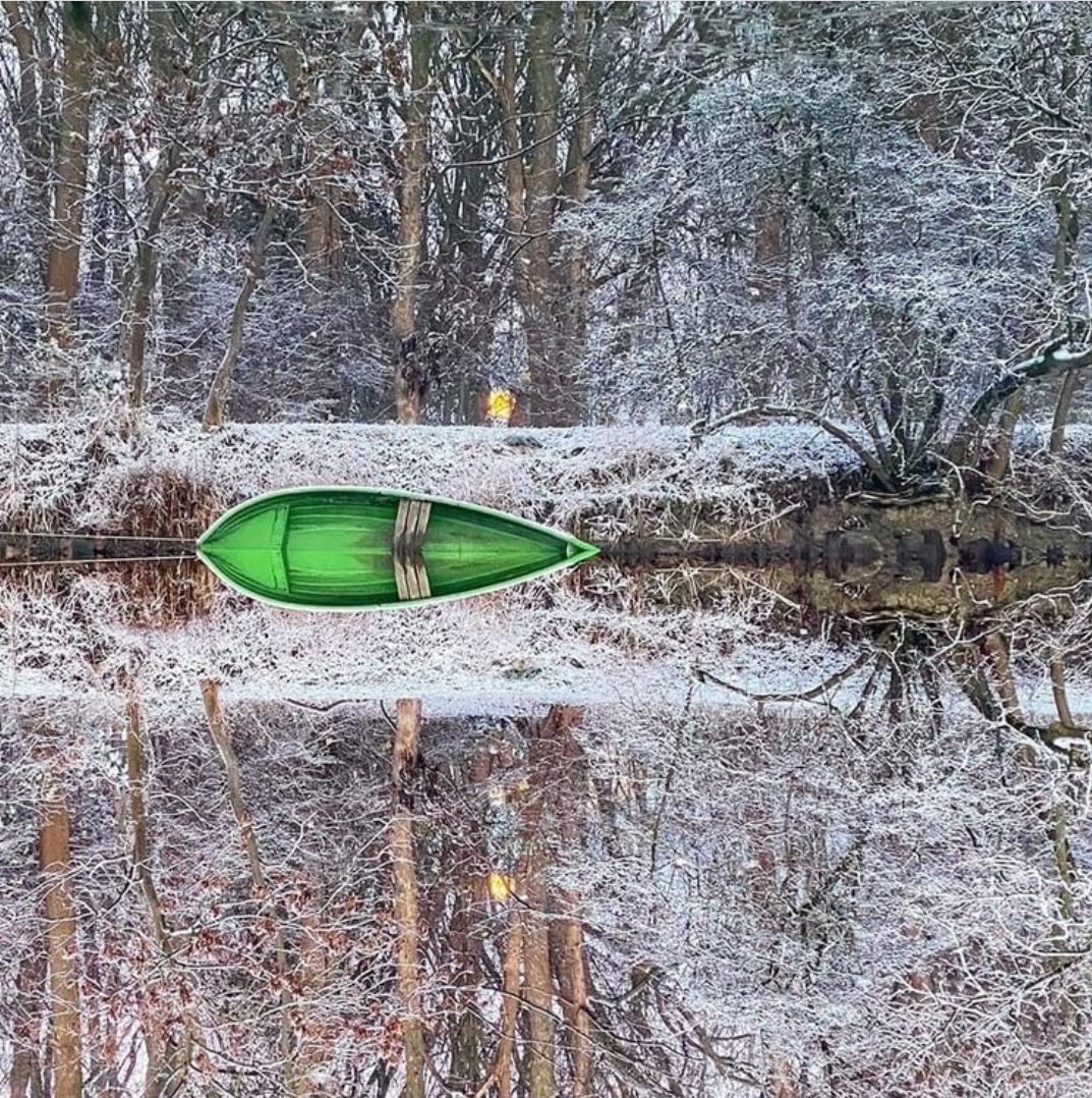 reflections in a freezing park in Copenhagen